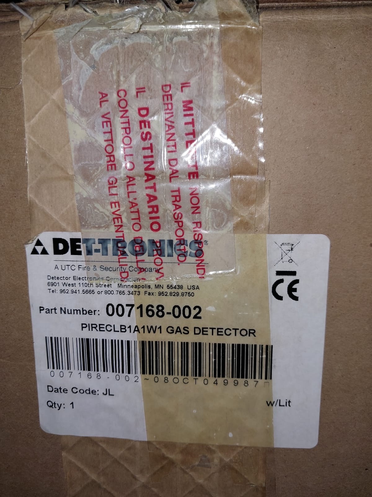 Nameplate for det-tronics infrared gas dedector Wilson