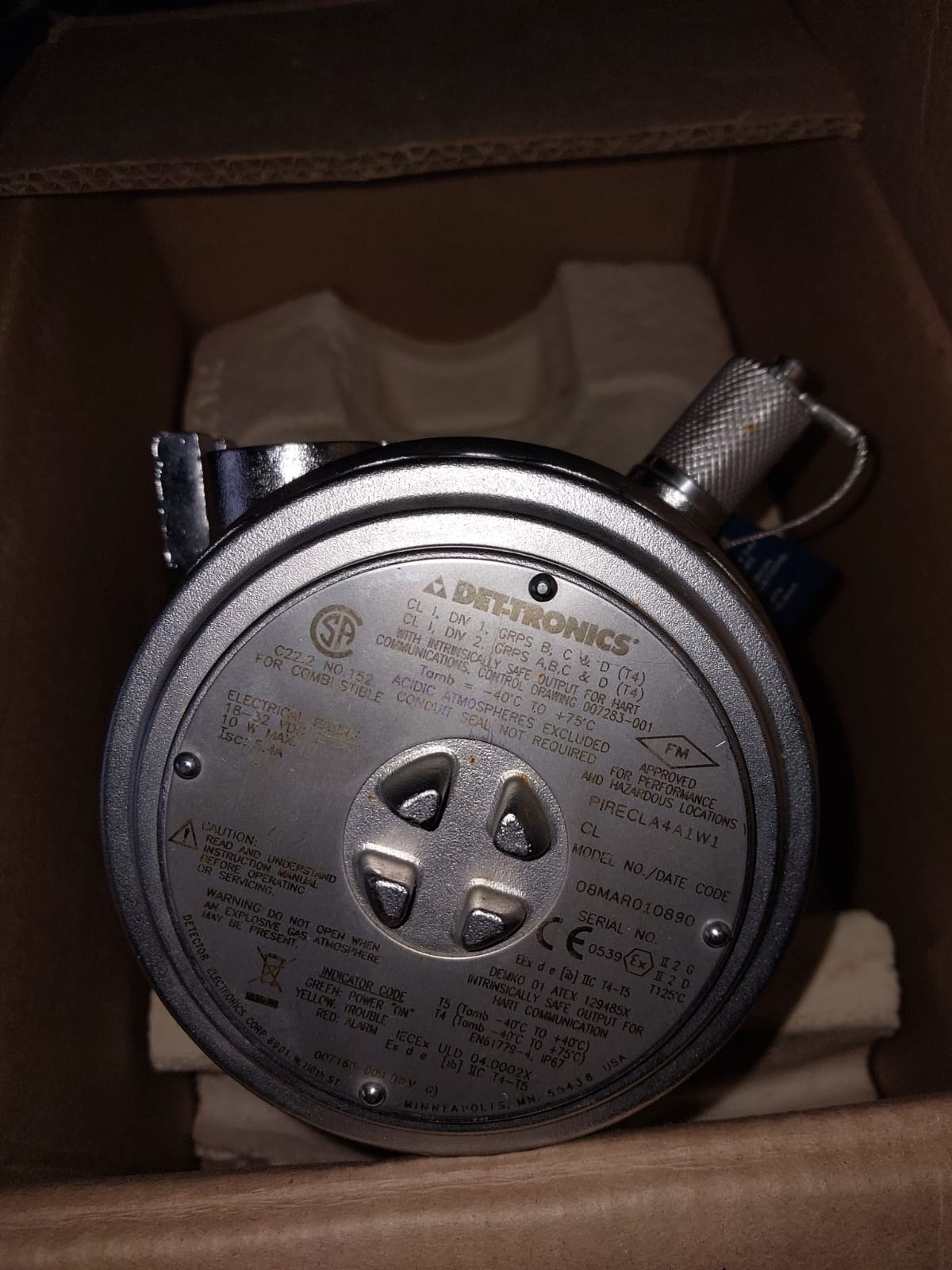 Nameplate for det-tronics infrared gas dedector Wilson